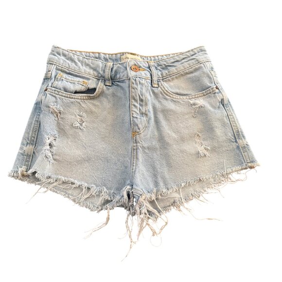 Zara Pants - Zara Basic Z1975 Denim Womens Distressed Cut Off Light Blue Shorts, Size 4